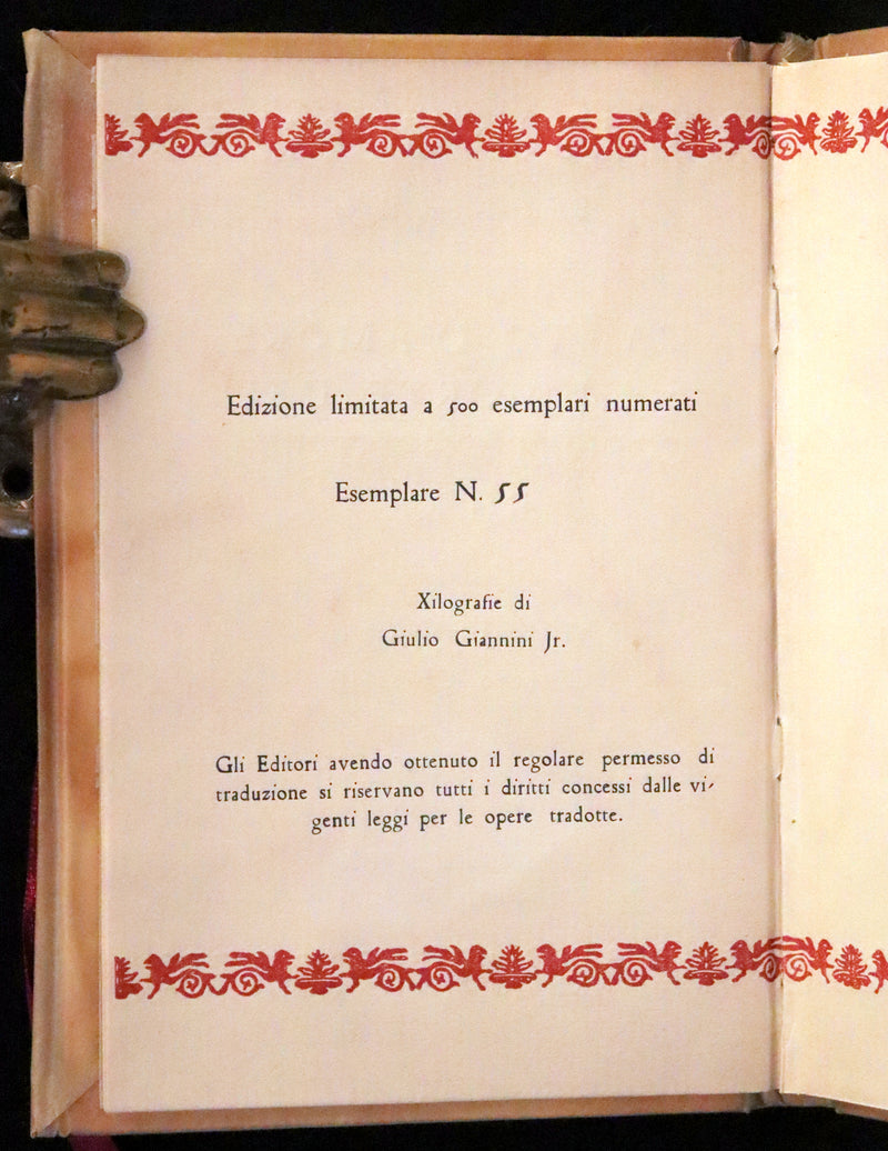 1943 Rare Giannini Binding - Italian Edition of The Love and Death of Cornet Christopher Rilke by Rainer Maria Rilke. #55.