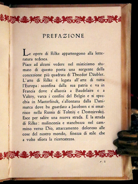 1943 Rare Giannini Binding - Italian Edition of The Love and Death of Cornet Christopher Rilke by Rainer Maria Rilke. #55.
