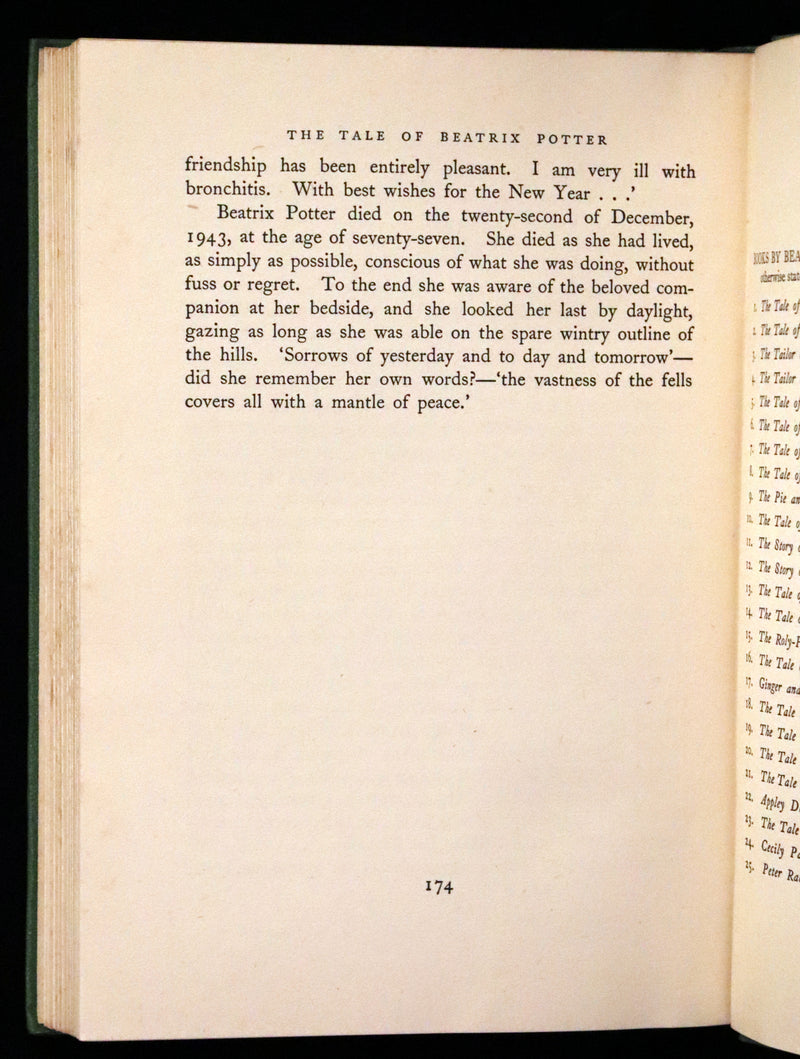 1946 Rare First Edition with Dust jacket - The Tale of Beatrix Potter, A Biography by Margaret Lane.
