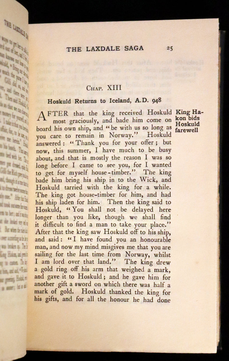 1899 Rare First English Edition - Laxdaela Saga. 13th Century Icelandic Saga translated by Muriel A.C. Press.