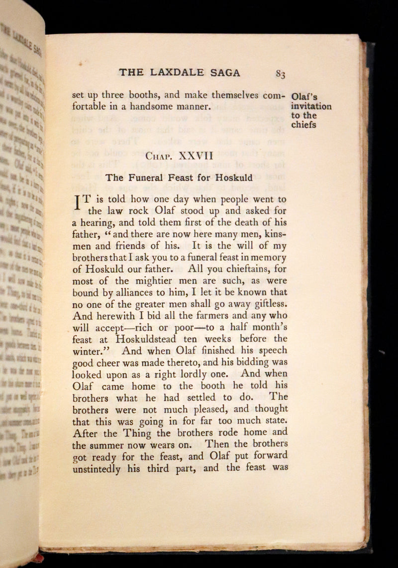 1899 Rare First English Edition - Laxdaela Saga. 13th Century Icelandic Saga translated by Muriel A.C. Press.