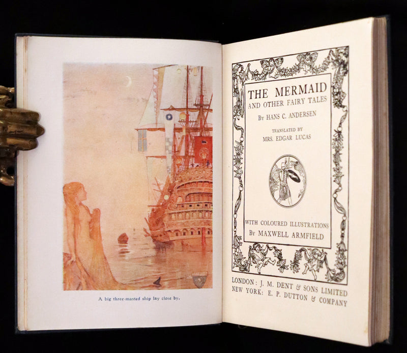 1915 Rare Book - The Mermaid And Other Fairy Tales by Andersen, Illustrated by Maxwell Armfield.