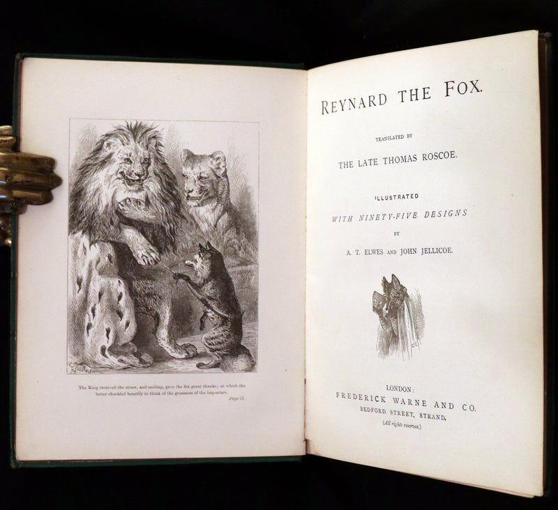 1872 Rare First Edition - Reynard The Fox, An Old Medieval Story Translated by Thomas Roscoe. Illustrated by Elwes and Jellicoe.