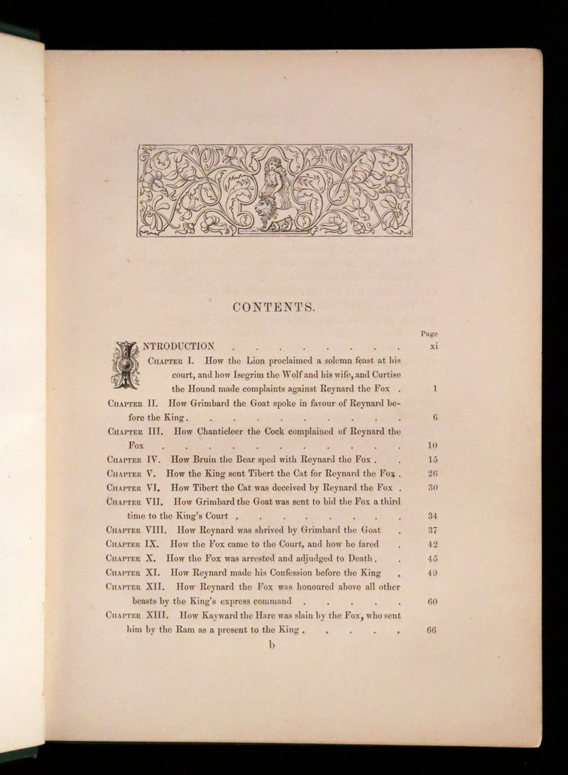 1872 Rare First Edition - Reynard The Fox, An Old Medieval Story Translated by Thomas Roscoe. Illustrated by Elwes and Jellicoe.