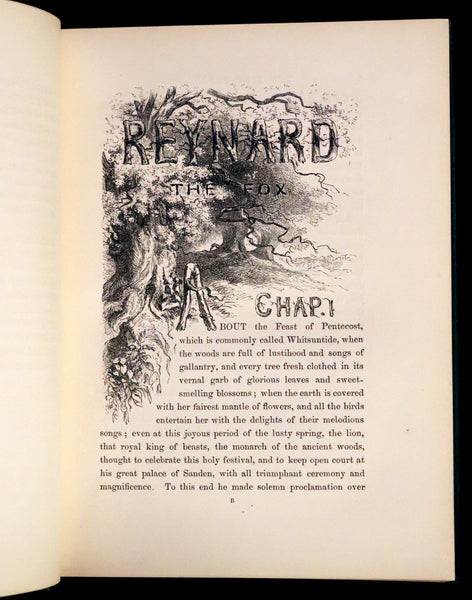 1872 Rare First Edition - Reynard The Fox, An Old Medieval Story Translated by Thomas Roscoe. Illustrated by Elwes and Jellicoe.