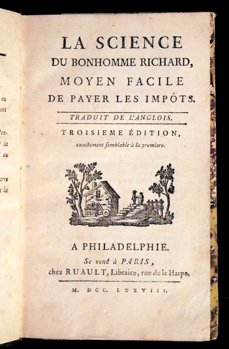 1778 Scarce French Book - Benjamin Franklin The Way to Wealth, La Science Du Bonhomme Richard + Constitution of Pennsylvania.
