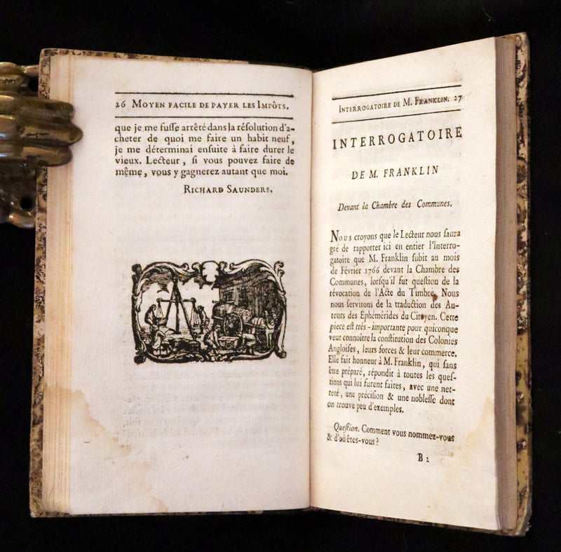 1778 Scarce French Book - Benjamin Franklin The Way to Wealth, La Science Du Bonhomme Richard + Constitution of Pennsylvania.