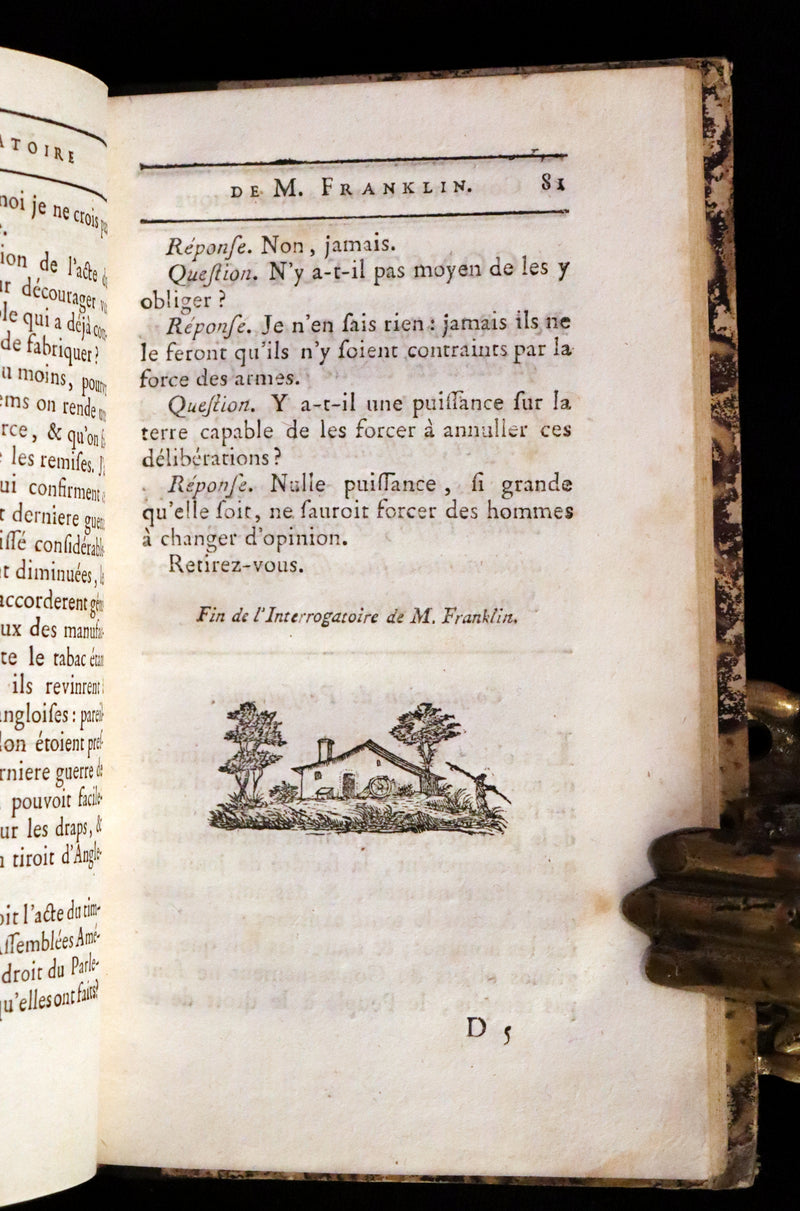 1778 Scarce French Book - Benjamin Franklin The Way to Wealth, La Science Du Bonhomme Richard + Constitution of Pennsylvania.