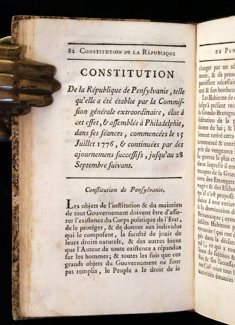 1778 Scarce French Book - Benjamin Franklin The Way to Wealth, La Science Du Bonhomme Richard + Constitution of Pennsylvania.