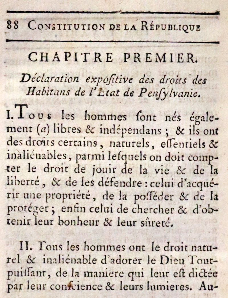 1778 Scarce French Book - Benjamin Franklin The Way to Wealth, La Science Du Bonhomme Richard + Constitution of Pennsylvania.