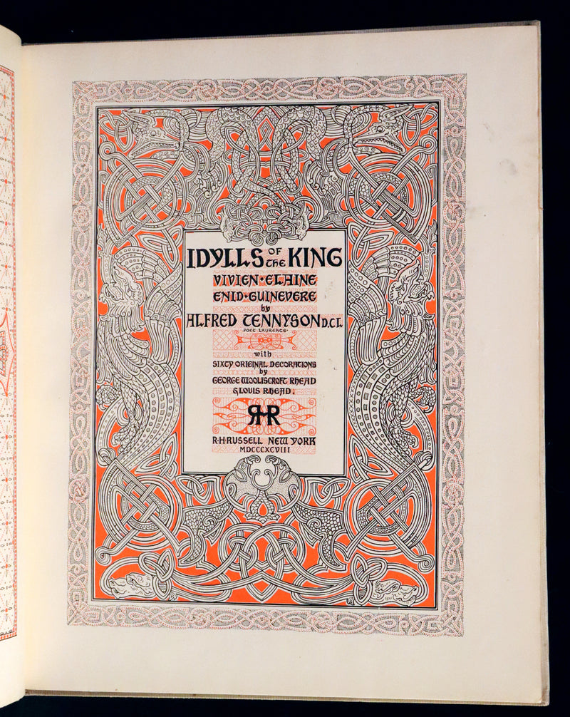 1898 Scarce First Edition Arthurian Legends Illuminated by Brothers Rhead - Idylls of the King, Enid, Vivien, Elaine, Guinevere.
