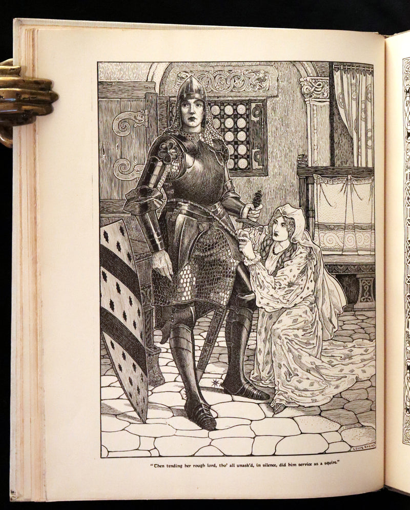 1898 Scarce First Edition Arthurian Legends Illuminated by Brothers Rhead - Idylls of the King, Enid, Vivien, Elaine, Guinevere.