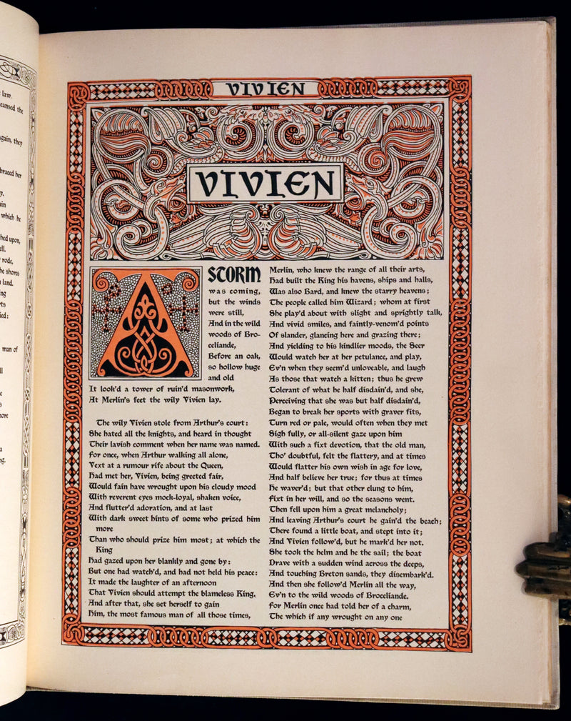 1898 Scarce First Edition Arthurian Legends Illuminated by Brothers Rhead - Idylls of the King, Enid, Vivien, Elaine, Guinevere.