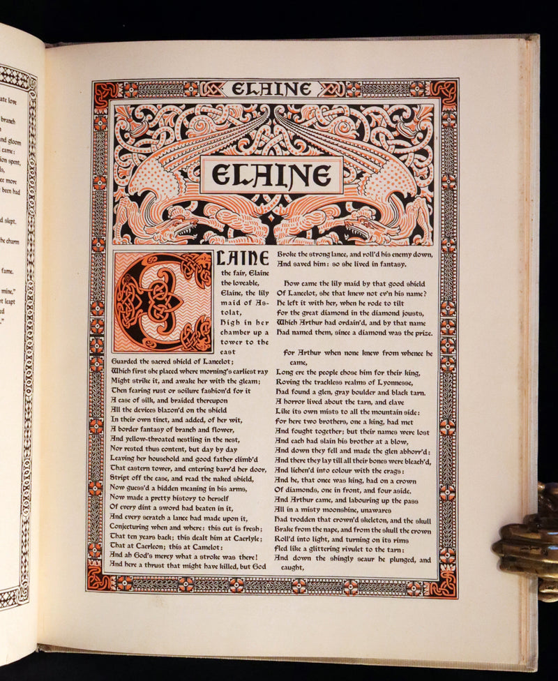 1898 Scarce First Edition Arthurian Legends Illuminated by Brothers Rhead - Idylls of the King, Enid, Vivien, Elaine, Guinevere.
