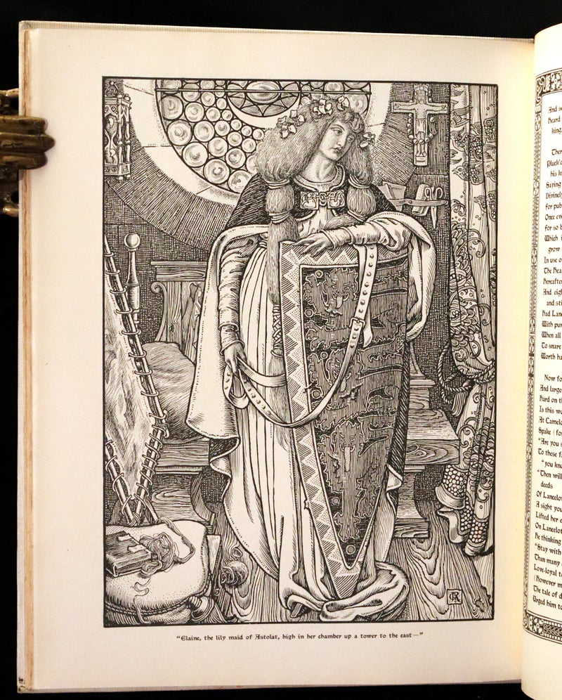 1898 Scarce First Edition Arthurian Legends Illuminated by Brothers Rhead - Idylls of the King, Enid, Vivien, Elaine, Guinevere.