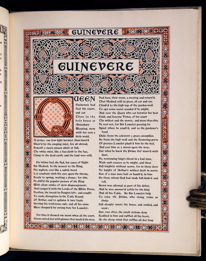 1898 Scarce First Edition Arthurian Legends Illuminated by Brothers Rhead - Idylls of the King, Enid, Vivien, Elaine, Guinevere.