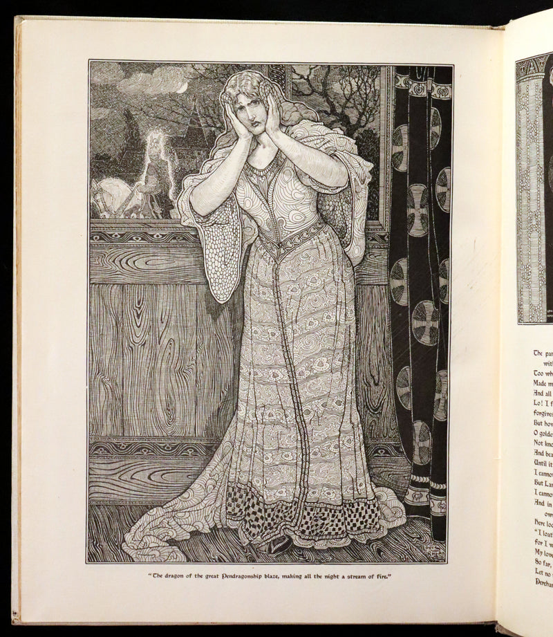 1898 Scarce First Edition Arthurian Legends Illuminated by Brothers Rhead - Idylls of the King, Enid, Vivien, Elaine, Guinevere.