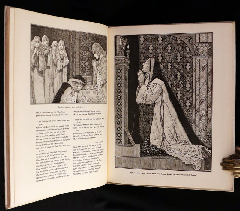 1898 Scarce First Edition Arthurian Legends Illuminated by Brothers Rhead - Idylls of the King, Enid, Vivien, Elaine, Guinevere.