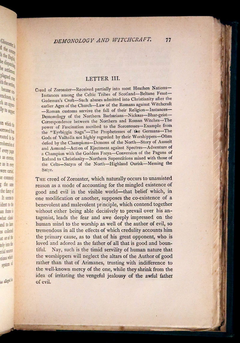 1885 Rare Book - Demonology and Witchcraft - Witches and Fairies by Sir Walter Scott.