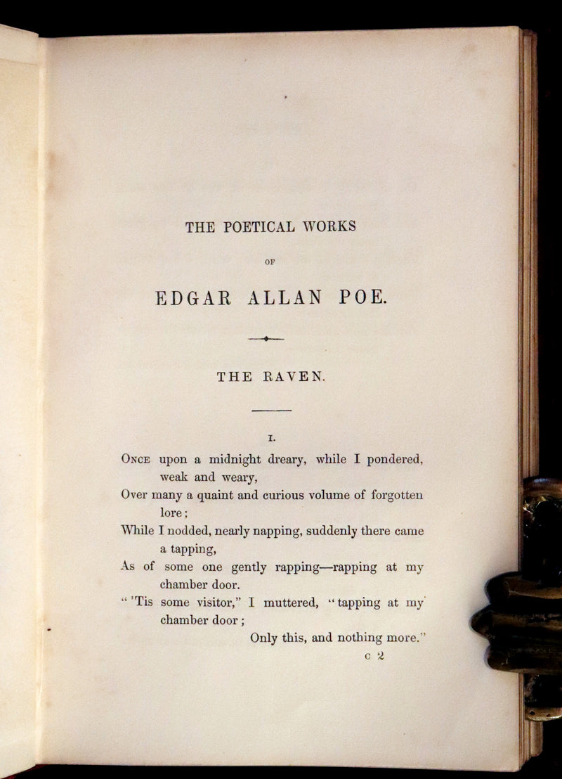 1852 Rare Book - The Poetical Works of Edgar Allan Poe with A Notice of his Life.