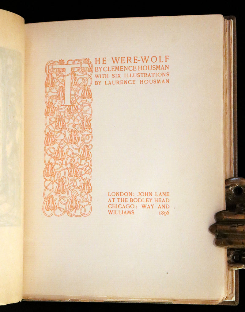 1896 Rare First Edition on Werewolves - The Were-Wolf by Clemence Housman and Illustrated by Laurence Houseman.