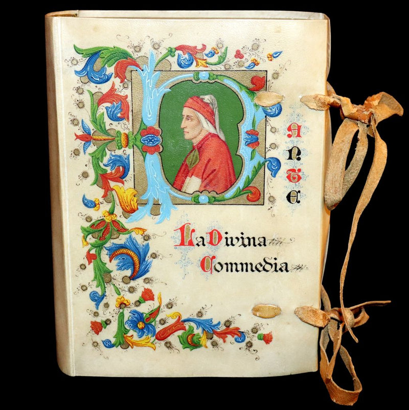 1902 Scarce Giannini Hand-Painted Vellum Binding - The Divine Comedy of Dante Alighieri by Longfellow.