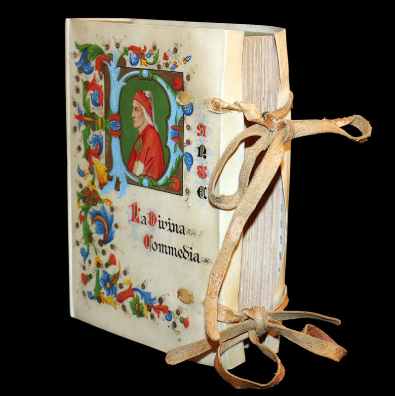 1902 Scarce Giannini Hand-Painted Vellum Binding - The Divine Comedy of Dante Alighieri by Longfellow.