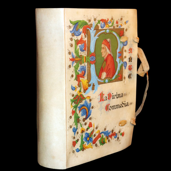 1902 Scarce Giannini Hand-Painted Vellum Binding - The Divine Comedy of Dante Alighieri by Longfellow.