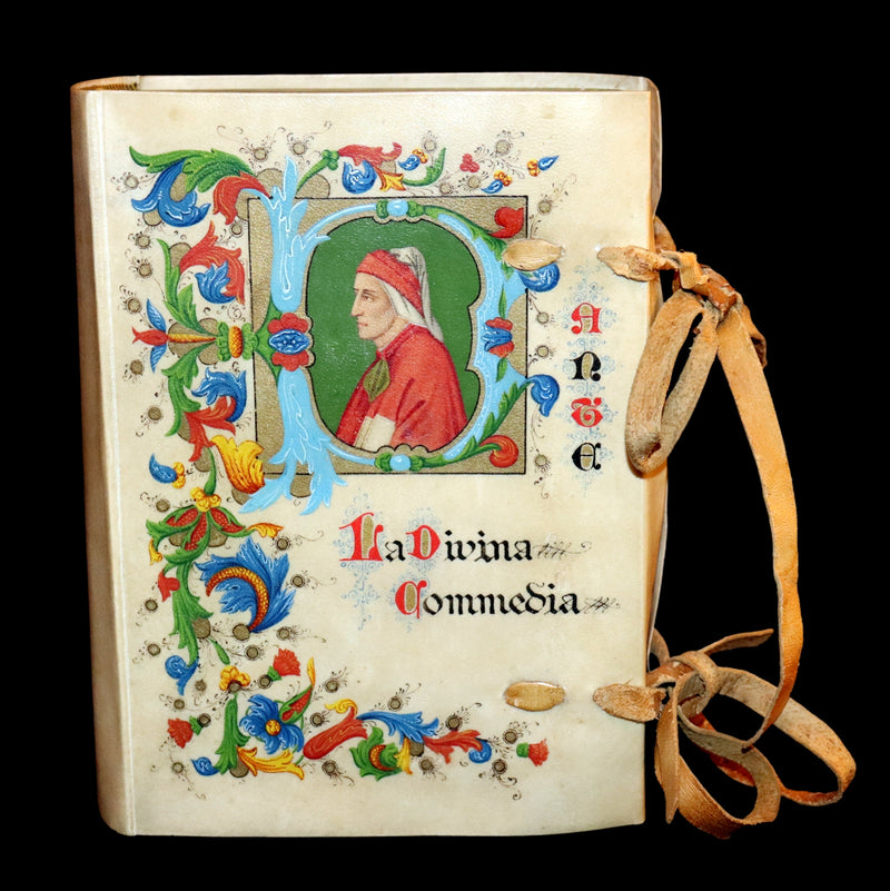 1902 Scarce Giannini Hand-Painted Vellum Binding - The Divine Comedy of Dante Alighieri by Longfellow.