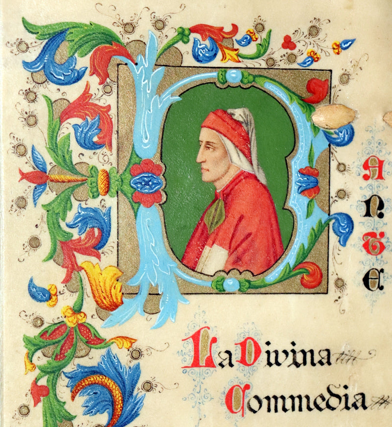 1902 Scarce Giannini Hand-Painted Vellum Binding - The Divine Comedy of Dante Alighieri by Longfellow.