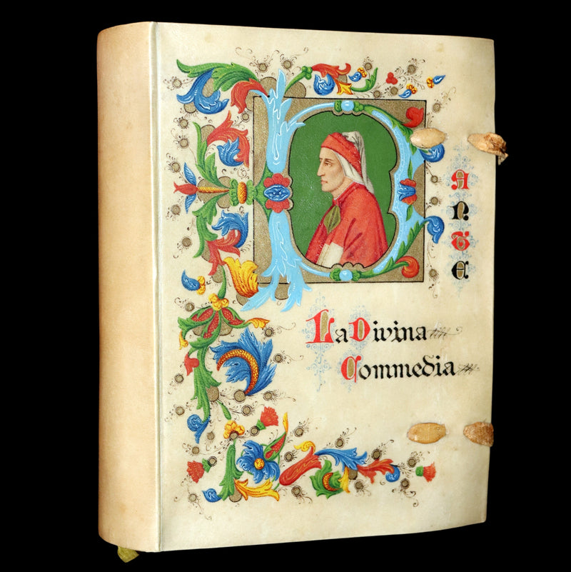 1902 Scarce Giannini Hand-Painted Vellum Binding - The Divine Comedy of Dante Alighieri by Longfellow.