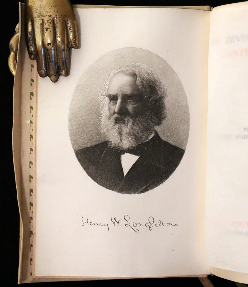 1902 Scarce Giannini Hand-Painted Vellum Binding - The Divine Comedy of Dante Alighieri by Longfellow.