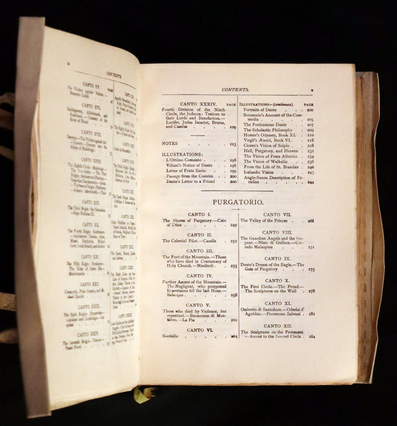 1902 Scarce Giannini Hand-Painted Vellum Binding - The Divine Comedy of Dante Alighieri by Longfellow.