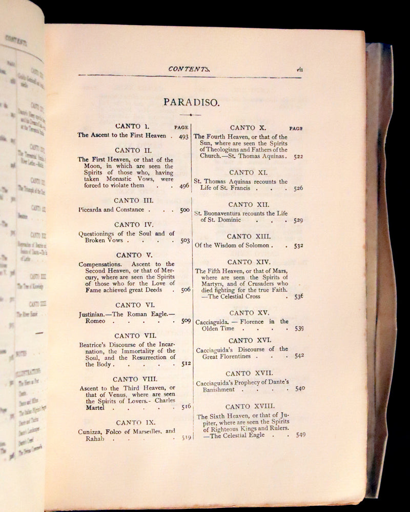 1902 Scarce Giannini Hand-Painted Vellum Binding - The Divine Comedy of Dante Alighieri by Longfellow.
