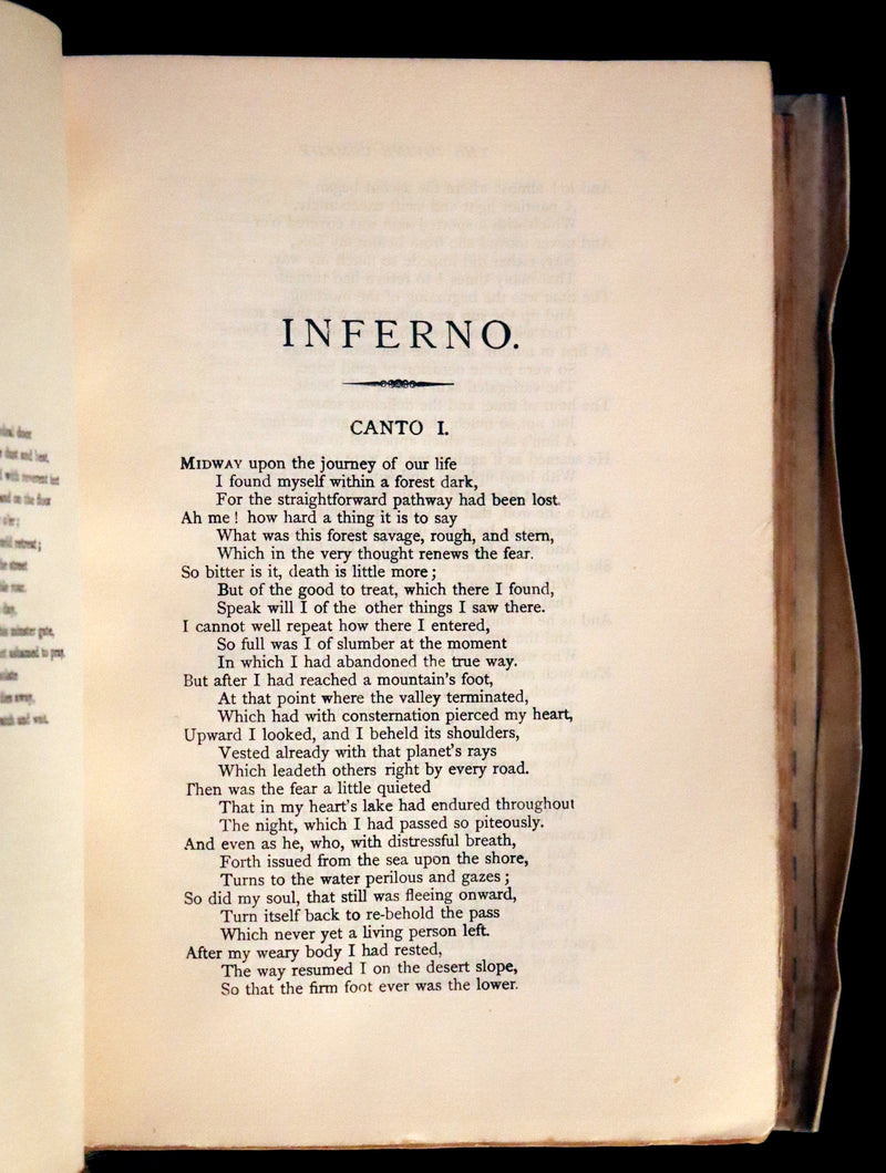 1902 Scarce Giannini Hand-Painted Vellum Binding - The Divine Comedy of Dante Alighieri by Longfellow.