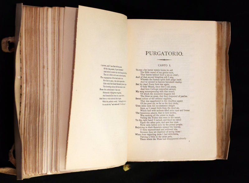 1902 Scarce Giannini Hand-Painted Vellum Binding - The Divine Comedy of Dante Alighieri by Longfellow.