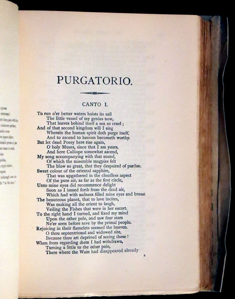 1902 Scarce Giannini Hand-Painted Vellum Binding - The Divine Comedy of Dante Alighieri by Longfellow.