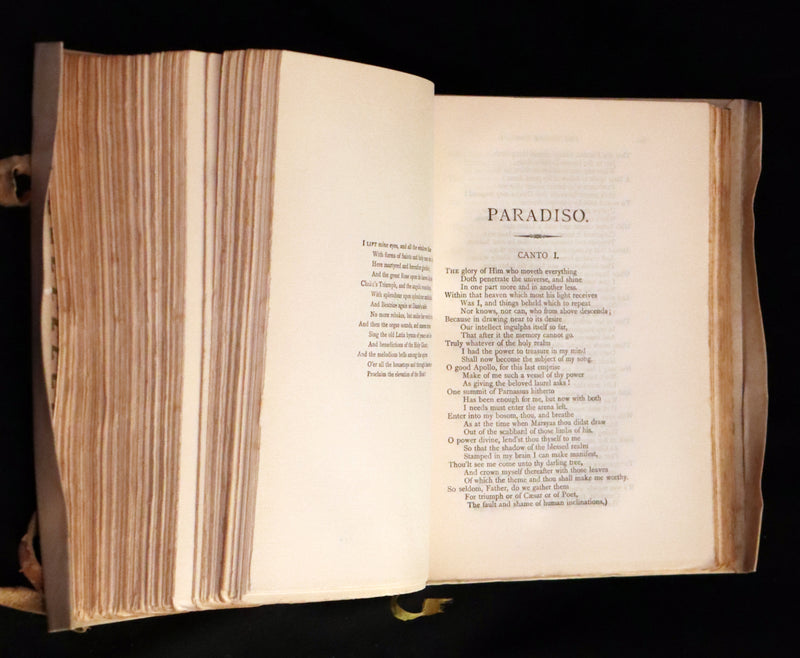 1902 Scarce Giannini Hand-Painted Vellum Binding - The Divine Comedy of Dante Alighieri by Longfellow.