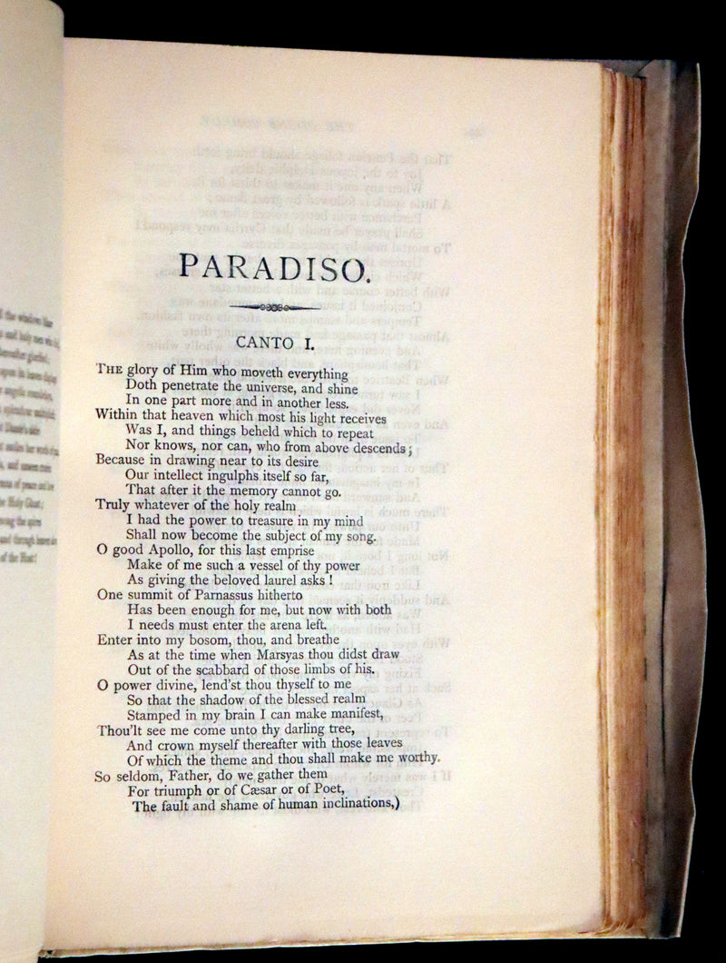 1902 Scarce Giannini Hand-Painted Vellum Binding - The Divine Comedy of Dante Alighieri by Longfellow.