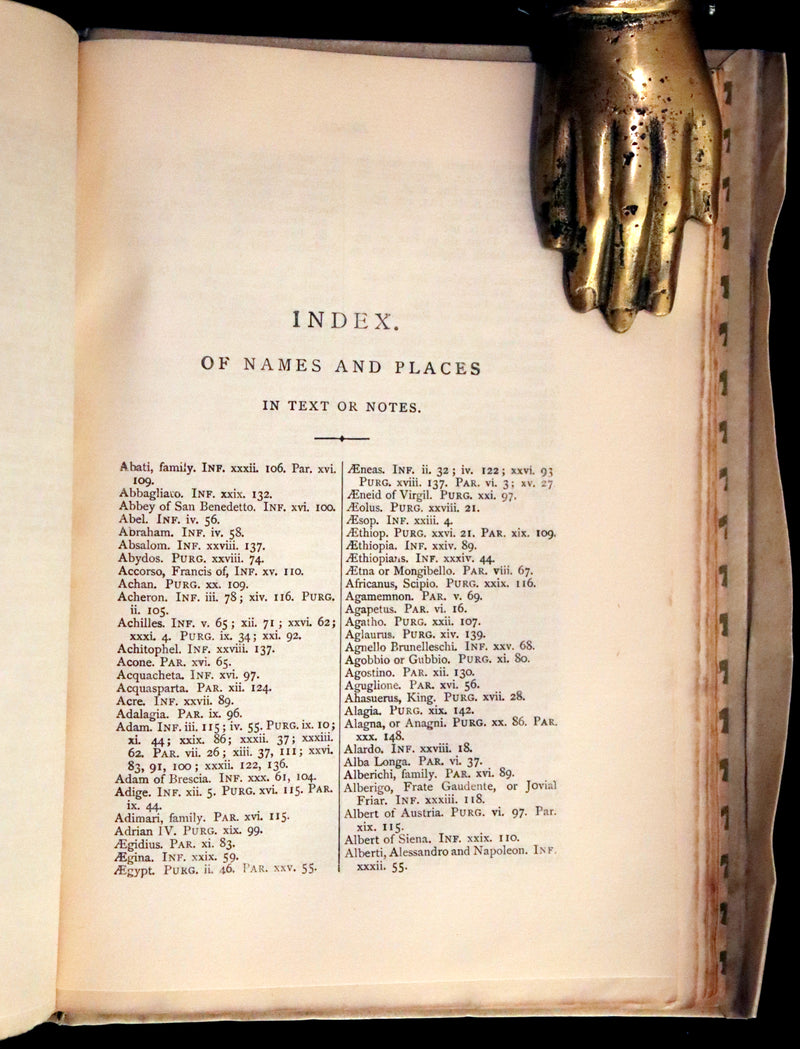 1902 Scarce Giannini Hand-Painted Vellum Binding - The Divine Comedy of Dante Alighieri by Longfellow.