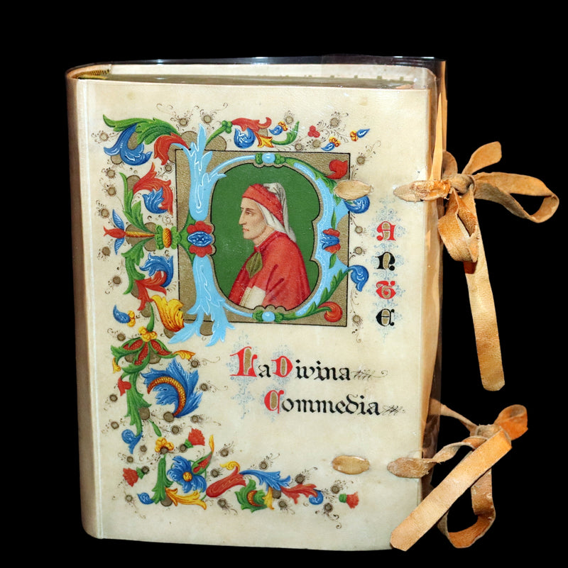 1902 Scarce Giannini Hand-Painted Vellum Binding - The Divine Comedy of Dante Alighieri by Longfellow.