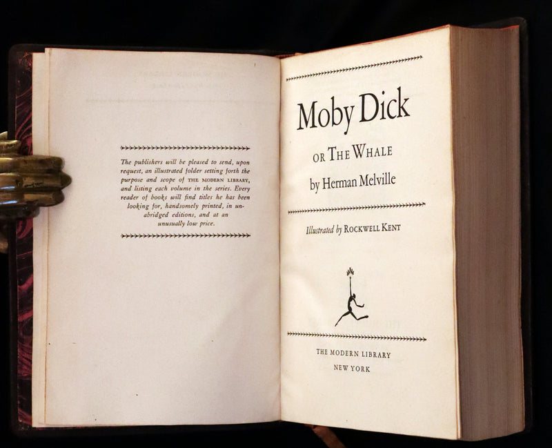 1930's Leather bound Edition - Moby Dick or The Whale by Melville, illustrated by Rockwell Kent.