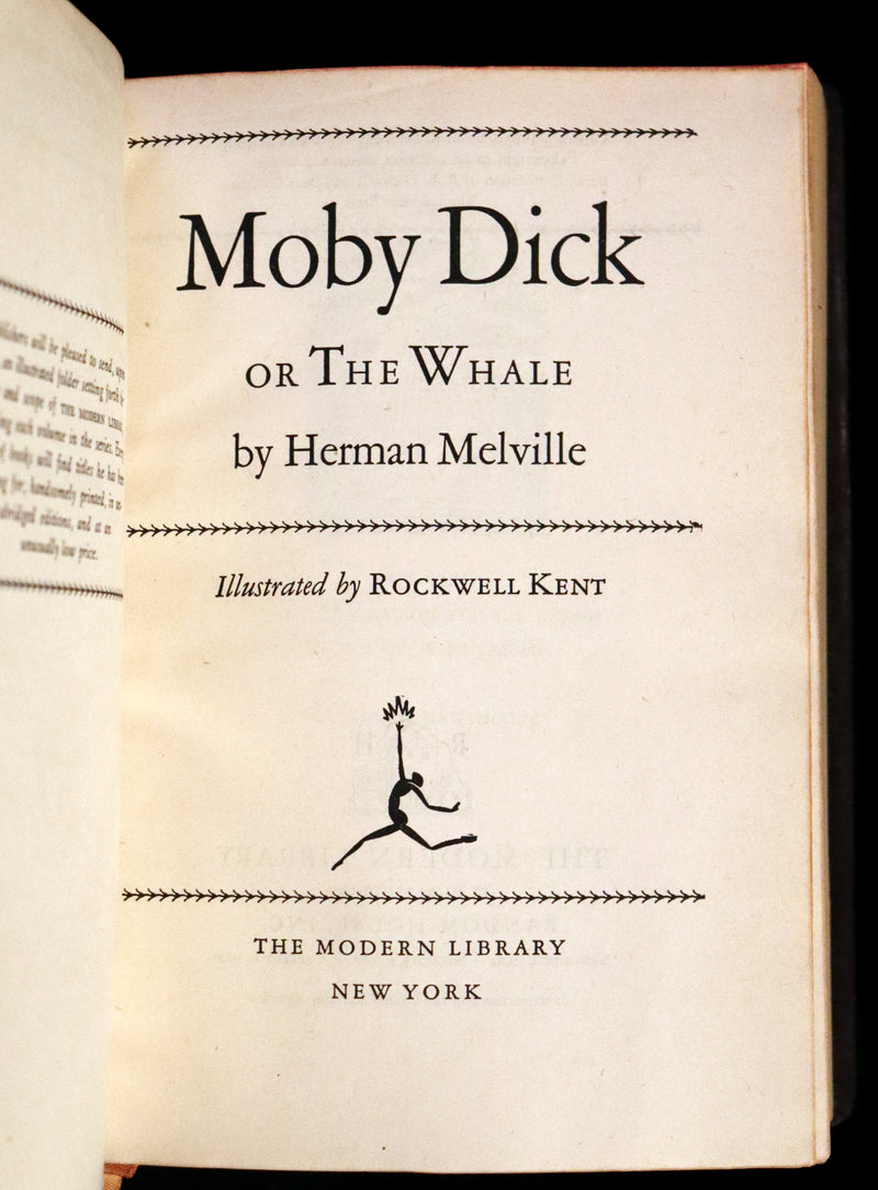 1930's Leather bound Edition - Moby Dick or The Whale by Melville, illustrated by Rockwell Kent.