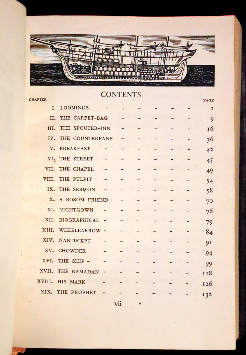 1930's Leather bound Edition - Moby Dick or The Whale by Melville, illustrated by Rockwell Kent.