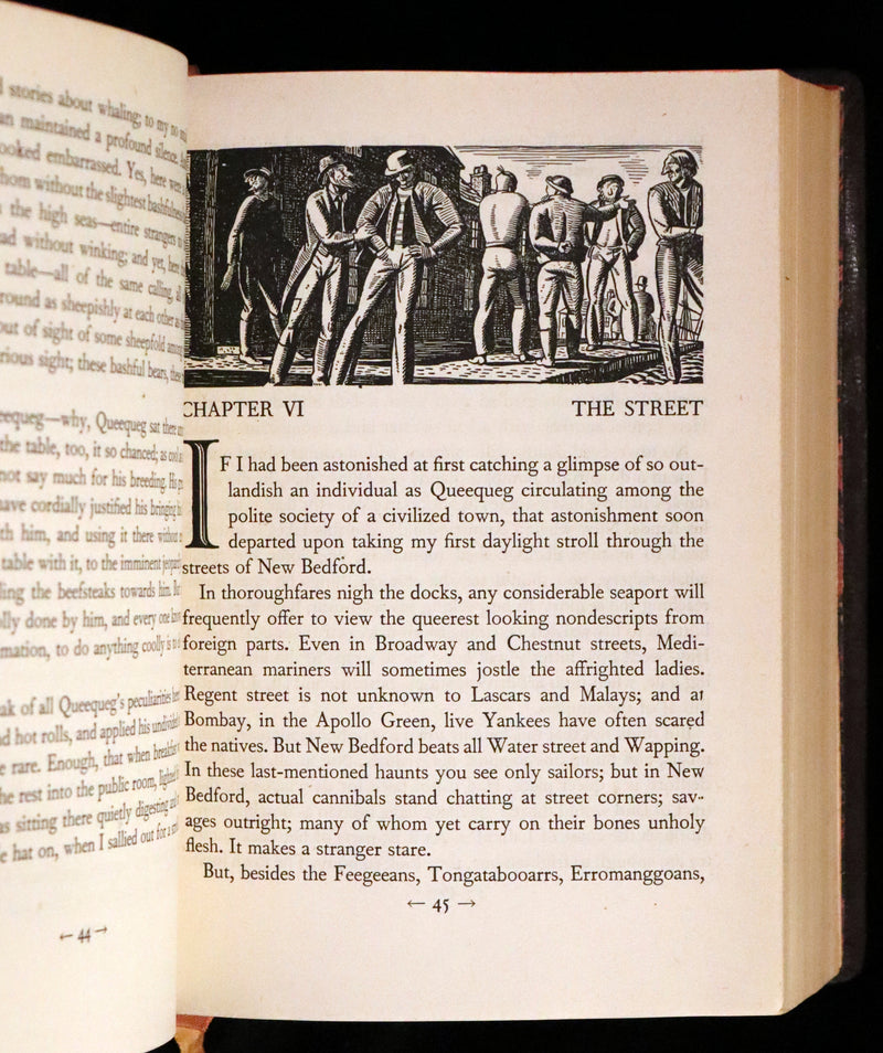1930's Leather bound Edition - Moby Dick or The Whale by Melville, illustrated by Rockwell Kent.