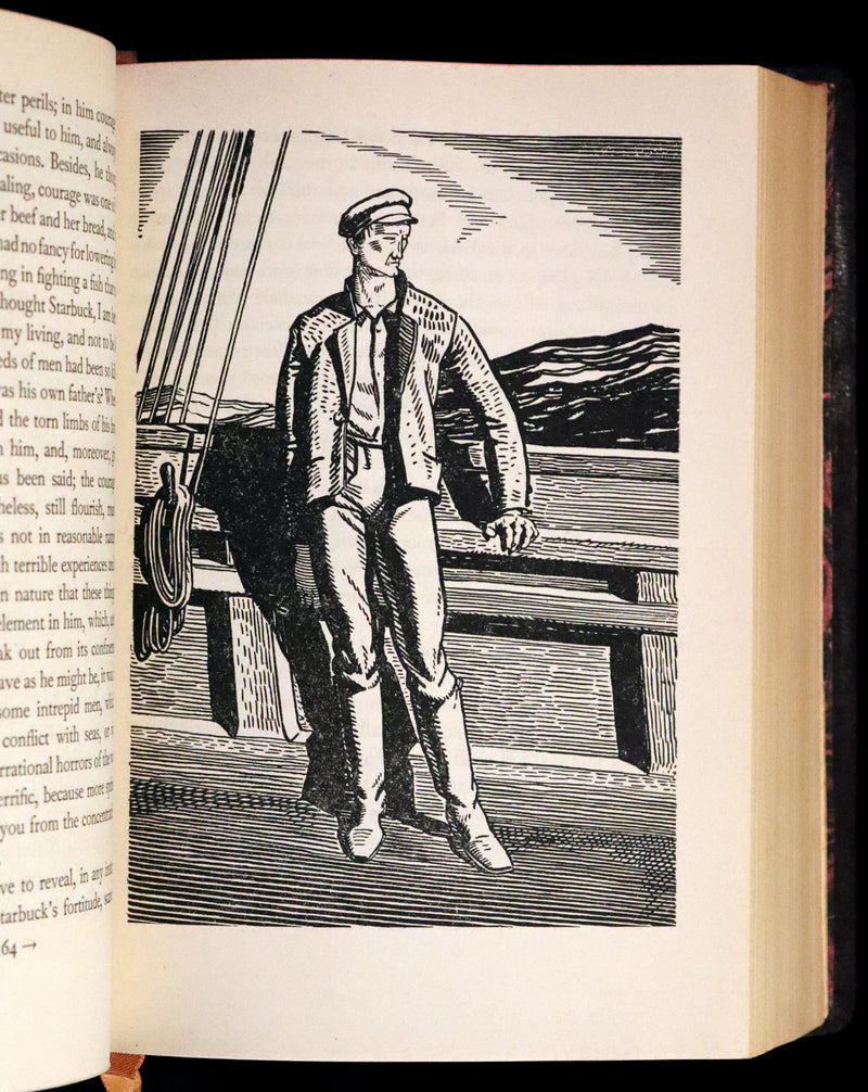 1930's Leather bound Edition - Moby Dick or The Whale by Melville, illustrated by Rockwell Kent.
