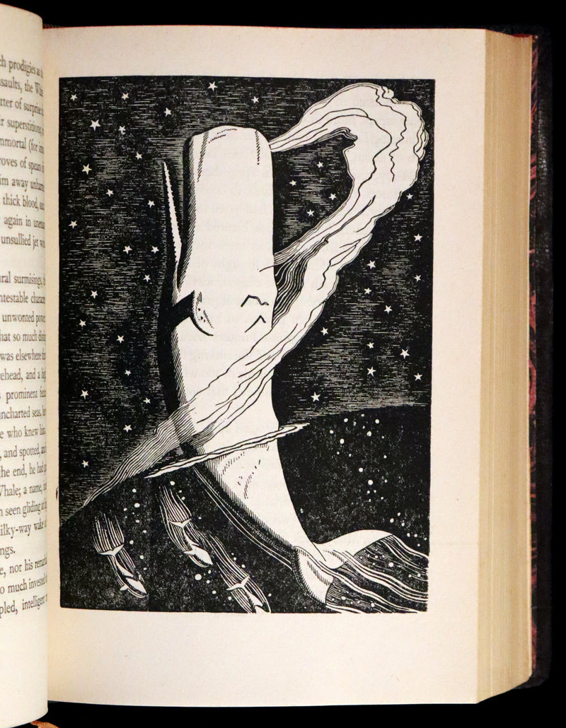 1930's Leather bound Edition - Moby Dick or The Whale by Melville, illustrated by Rockwell Kent.