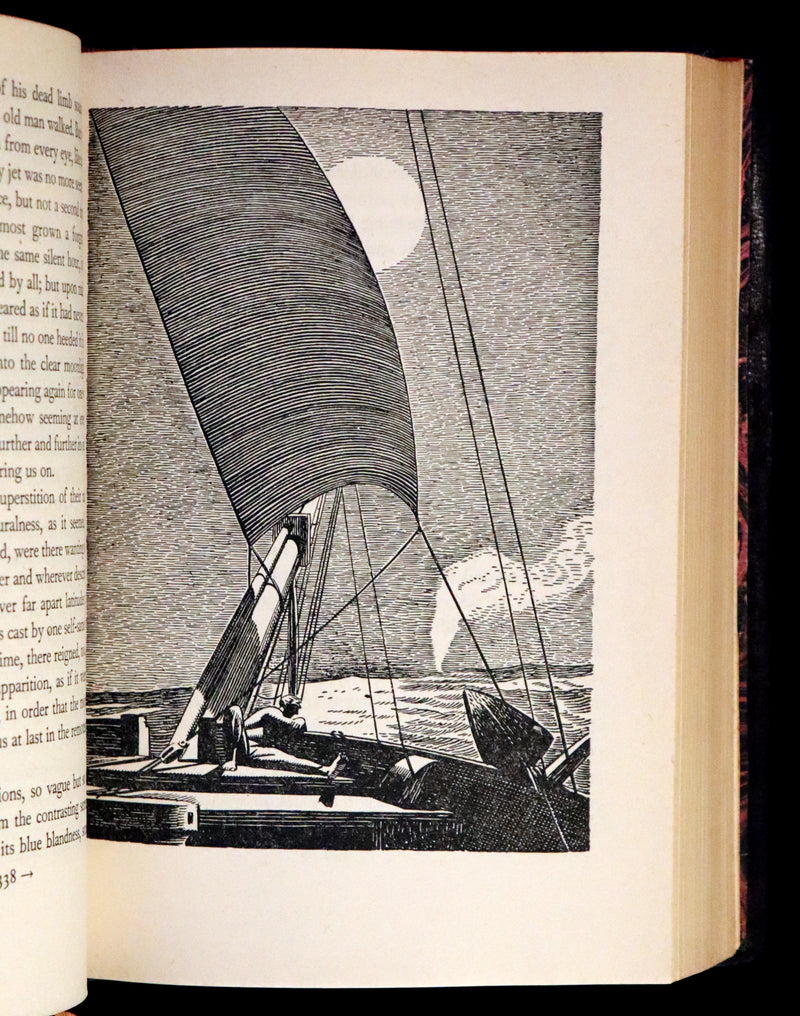 1930's Leather bound Edition - Moby Dick or The Whale by Melville, illustrated by Rockwell Kent.