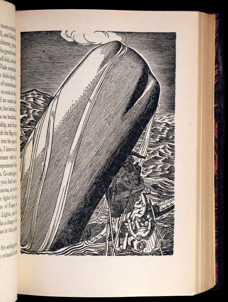1930's Leather bound Edition - Moby Dick or The Whale by Melville, illustrated by Rockwell Kent.