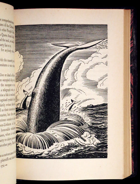 1930's Leather bound Edition - Moby Dick or The Whale by Melville, illustrated by Rockwell Kent.
